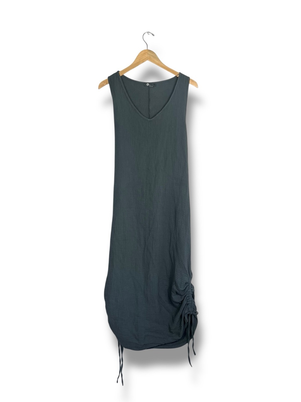 M Made In Italy Midi Dress Cotton Gauze Grey Medium Muslin Lagenlook Travel Airy